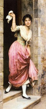 Eugenio de Blaas Painting - La dama de despedida Eugenio de Blaas